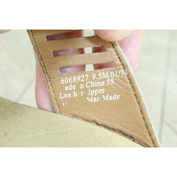 Clark's White Leather Cutout Thong Slip On Cork Wedge Sandals Size 9.5 M - Picture 7 of 9